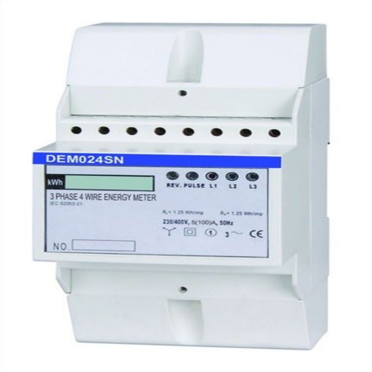 DEM024SN 3 PHASE 4 WIRE ELECTRONIC DIN-RAIL ACTIVE ENERGY METER