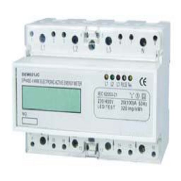 DEM021MA 2 PHASE 3 WIRE ELECTRONIC DIN-RAIL ACTIVE ENERGY METER