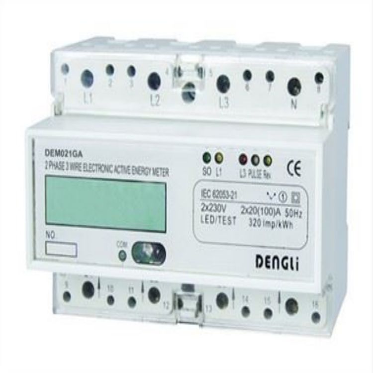 DEM021GA 2 PHASE 3 WIRE ELECTRONIC DIN-RAIL ACTIVE ENERGY METER