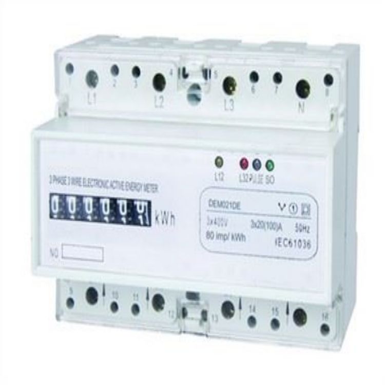 DEM021CT THREE PHASE FOUR WIRE ELECTRONIC DIN-RAIL ACTIVE ENERGY METER