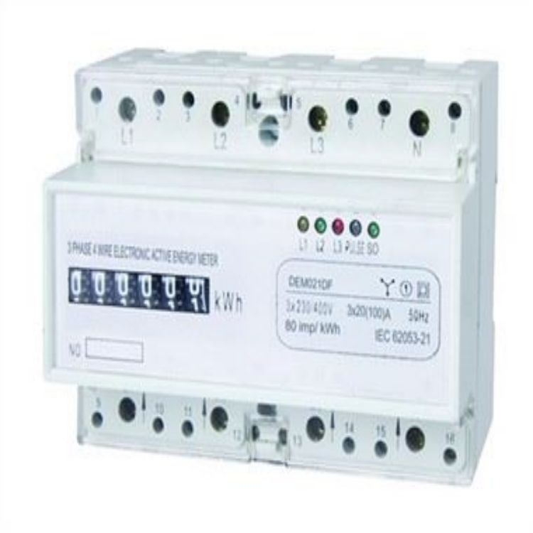 DEM021DF THREE PHASE FOUR WIRE ELECTRONIC DIN-RAIL ACTIVE ENERGY METER