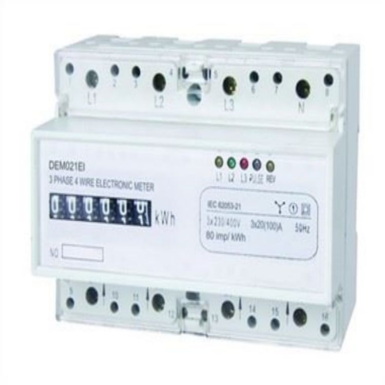 DEM021EI THREE PHASE FOUR WIRE ELECTRONIC DIN-RAIL ACTIVE ENERGY METER