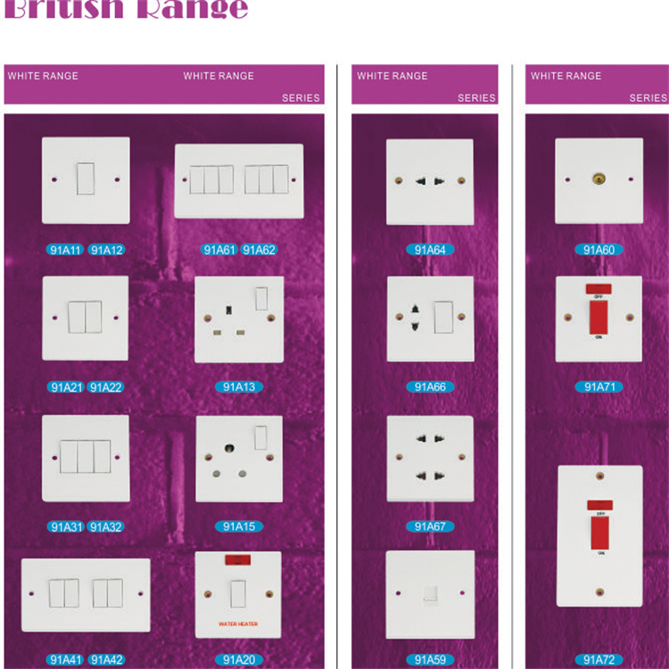 Light Switch with Night Light British Range LQ 91A Series AB Series T Series LT Series