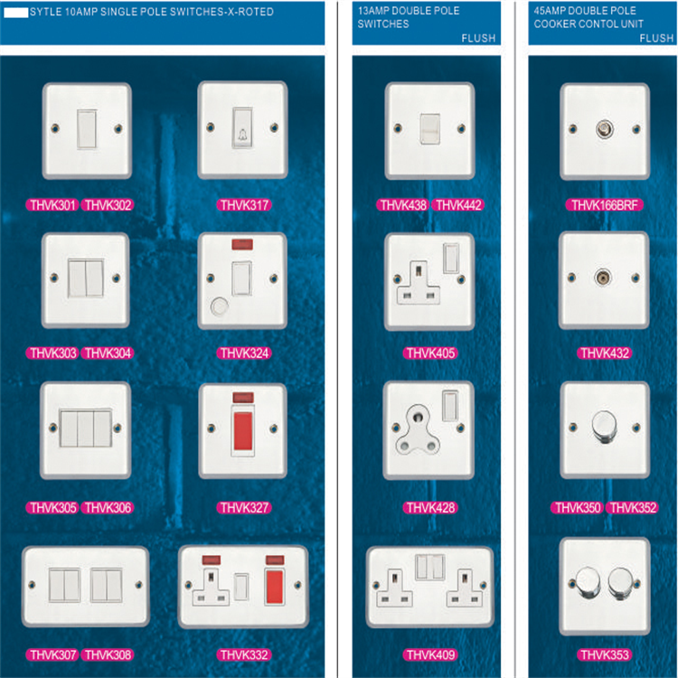 Designer Light Switches British Range LQ THVK Series THWK Series GP Series BMG Series